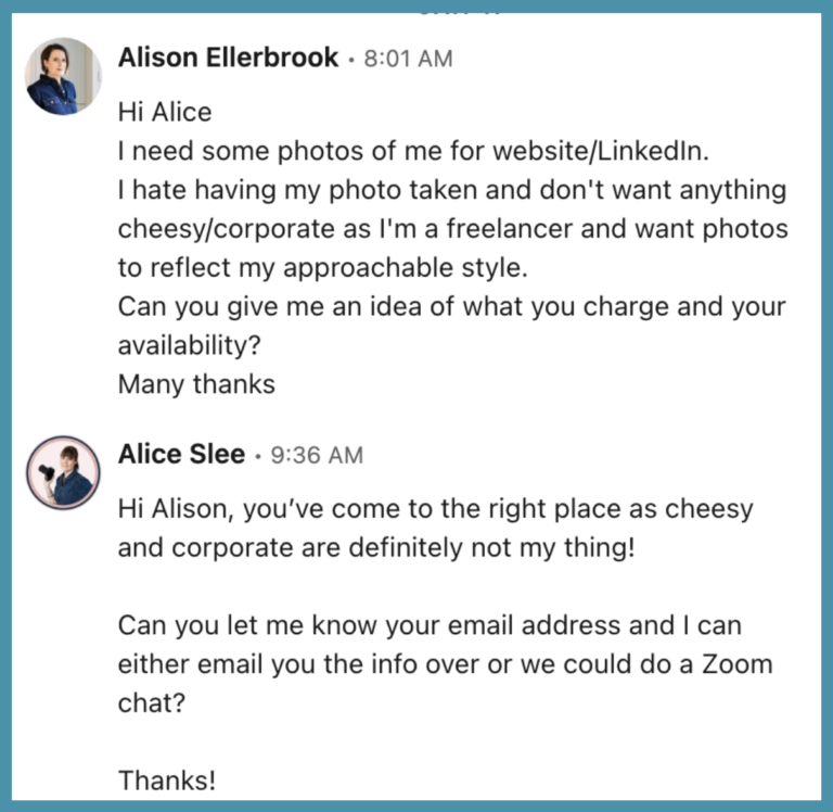 Message exchange on linkedin